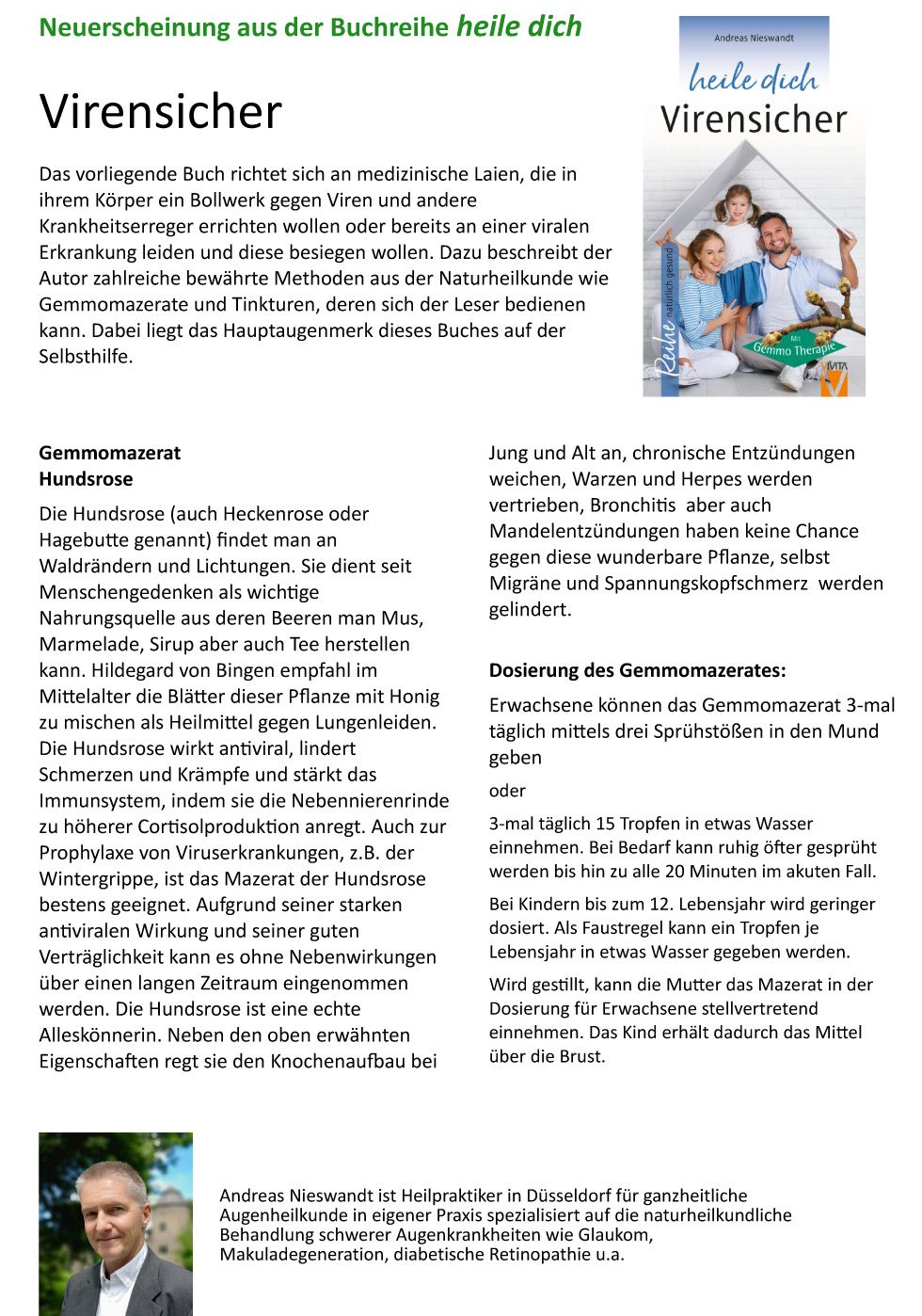 Neuerscheinung aus der Buchreihe heile dich - Virensicher